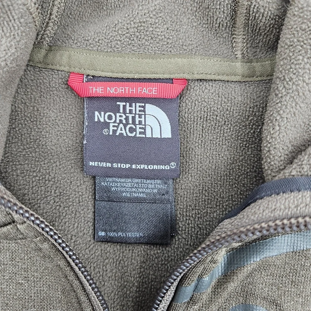 The North Face A4B9 Hoodie Mens S Brown Full Zip Stretch Fleece Thumbholes